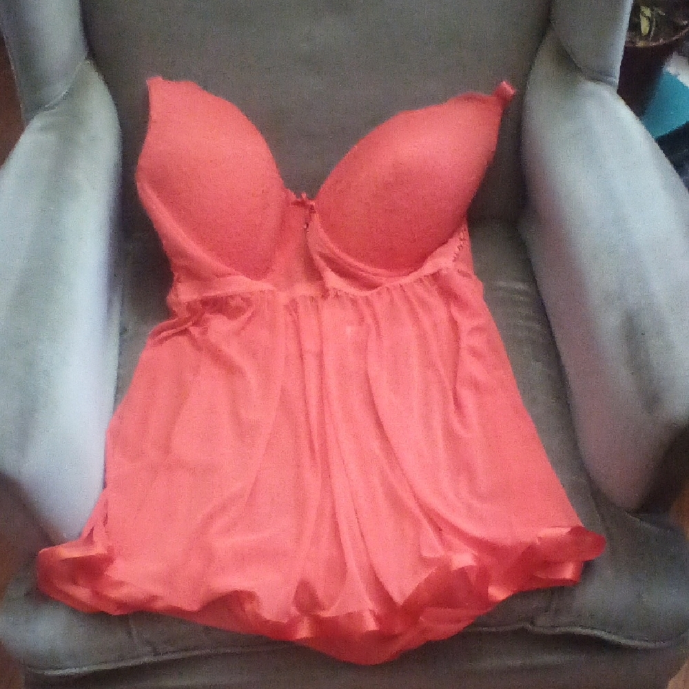 Elegant Coral Lace Chemise